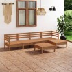 Juego muebles de jardín 6 pzas madera maciza pino marrón miel