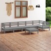 Juego de muebles de jardín 7 piezas madera de pino maciza gris