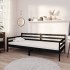 Sofá cama con colchón madera de pino maciza negro 90x200