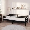 Sofá cama con colchón madera de pino maciza negro 90x200 cm