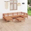 Juego muebles de jardín 7 pzas madera maciza pino marrón miel