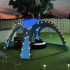 Carpa de fiesta con LED y 4 paredes laterales azul