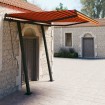 Toldo manual retráctil con postes naranja y marrón 3x2,5 m