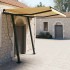 Toldo manual retráctil con postes amarillo y blanco 3x2,5