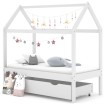 Estructura de cama infantil y cajón madera pino blanca 70x140cm