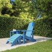 Silla de jardín Adirondack con reposapiés HDPE azul aguamarina