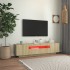 Mueble de TV con luces LED roble Sonoma 160x35x40