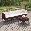 Set muebles de jardín 5 pzas y cojines ratán sintético marrón