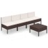 Set muebles de jardín 5 pzas y cojines ratán sintético