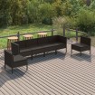 Set de muebles de jardín 6 pzas y cojines ratán sintético negro