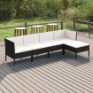 Set de muebles de jardín 5 pzas y cojines ratán sintético negro