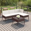 Set muebles de jardín 5 pzas y cojines ratán sintético marrón