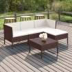 Set muebles de jardín 5 pzas y cojines ratán sintético marrón