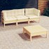 Muebles de jardín 4 piezas con cojines madera de pino