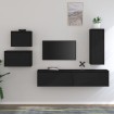 Muebles para TV 5 piezas madera maciza de pino negro