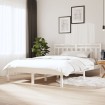 Estructura de cama doble de madera maciza blanco 135x190 cm