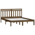 Estructura de cama madera maciza de pino marrón miel 140x200