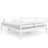 Estructura de cama de madera maciza blanca 140x190