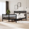 Estructura de cama de madera maciza negra 160x200 cm