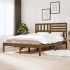 Estructura de cama madera maciza de pino marrón miel 140x200