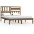 Estructura de cama madera maciza de pino marrón miel 140x200