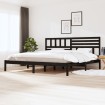 Estructura de cama de madera maciza de pino negra 200x200 cm