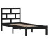 Estructura cama madera maciza individual negro 75x190