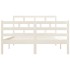 Estructura de cama doble de madera maciza blanco 135x190