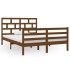 Estructura de cama madera maciza de pino marrón miel 140x200