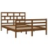 Estructura de cama madera maciza de pino marrón miel 140x200