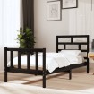 Estructura de cama madera maciza pino individual negro 90x190cm