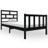 Estructura de cama madera maciza pino individual negro