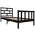 Estructura de cama madera maciza pino individual negro