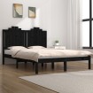 Estructura de cama de madera maciza de pino negra 160x200 cm