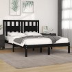 Estructura cama madera maciza pino doble negra 120x190 cm