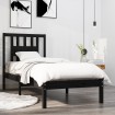 Estructura de cama madera maciza individual negra 75x190 cm