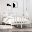 Estructura de cama doble pequeña madera maciza blanca 120x190cm