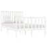 Estructura de cama doble pequeña madera maciza blanca