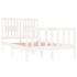 Estructura de cama doble pequeña madera maciza blanca