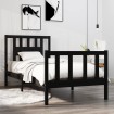 Estructura de cama madera maciza individual negra 75x190 cm