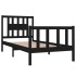 Estructura de cama madera maciza individual negra 75x190