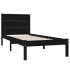 Estructura de cama individual madera maciza negra 90x190