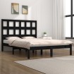 Estructura de cama de madera maciza de pino negra 160x200 cm