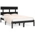 Estructura de cama madera maciza negra 120x190