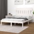 Estructura de cama de madera maciza blanca 135x190