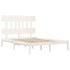 Estructura de cama de madera maciza blanca 135x190