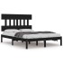 Estructura de cama madera maciza negra 120x200