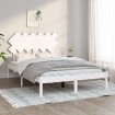 Estructura de cama doble de madera maciza blanco 135x190 cm