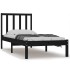 Estructura de cama madera maciza pino individual negro