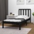 Estructura de cama madera maciza pino individual negro